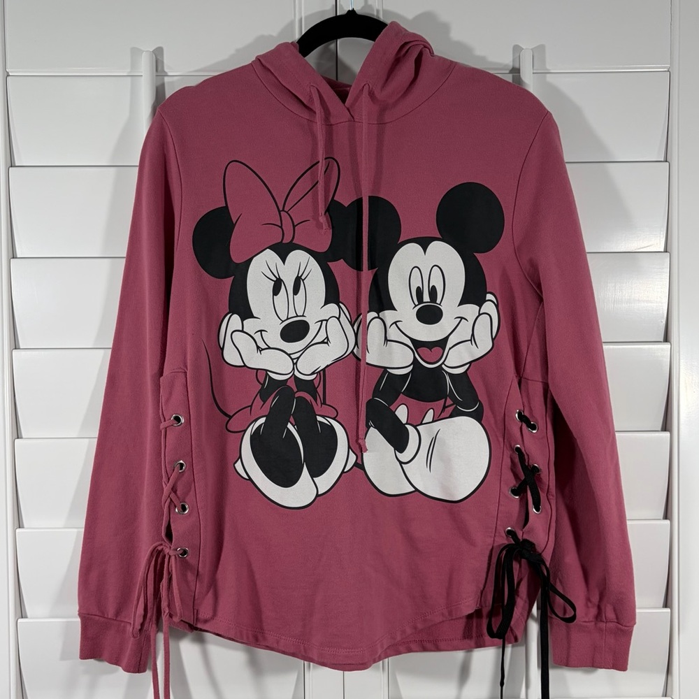 Micky & Minnie Mouse Pink Hoodie (M)